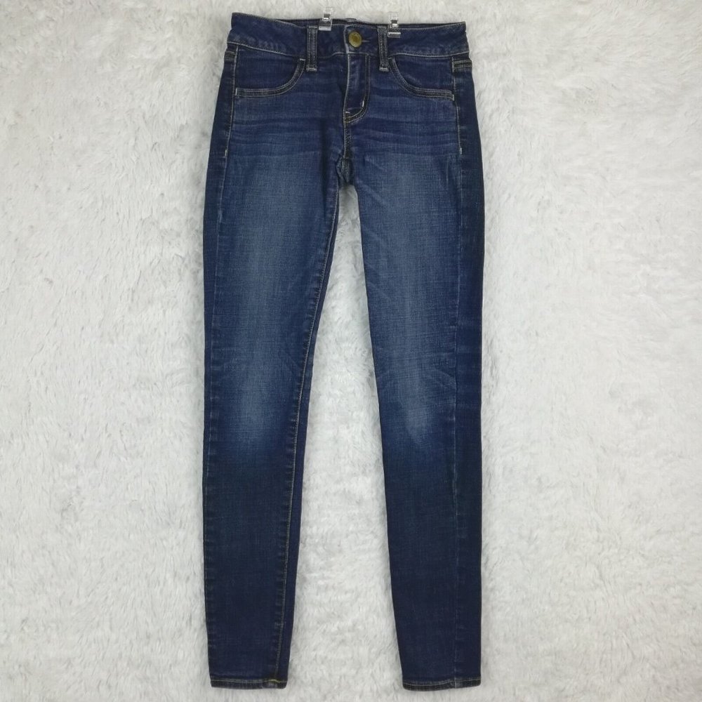 American Eagle Womens Jeans Jeggings Super Stretch Blue Denim Medium‎ Wash 0